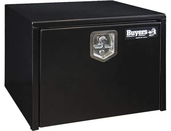 1702300MPP – BUYERS PROD Tool Box, Underbody 1 Recessed Drop Door Smooth Powder Coated Black Carbon Steel 24 Inch Len...
